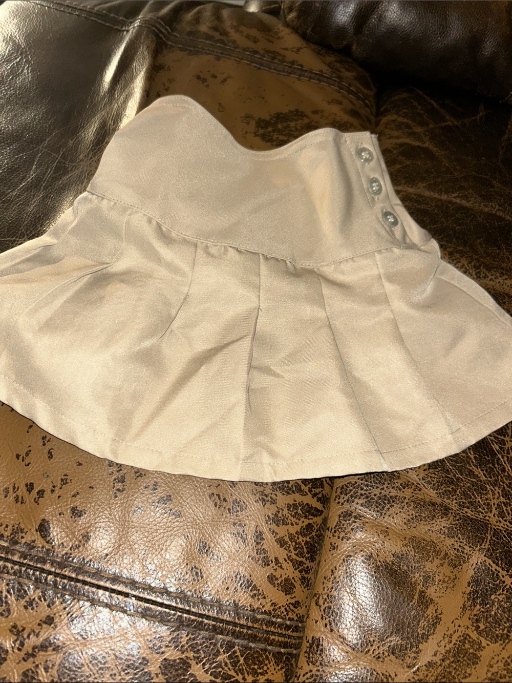 Polo by Ralph Lauren Beige Pleated Strapless Mini Skirt